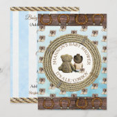 Invitation Lil' Cowboy Pays et Baby shower de l'Ouest (Devant / Derrière)