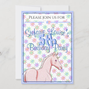 Invitation Lil Palomino Unicorn Anniversaire (rose/bleu)