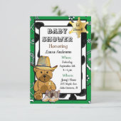 Invitation Lil' Sheriff Teddy Bear Baby shower Cowboy (Debout devant)