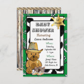 Invitation Lil' Sheriff Teddy Bear Baby shower Cowboy (Devant / Derrière)