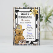 Invitation Lil' Sheriff Teddy Bear Baby shower Cowboy (Debout devant)