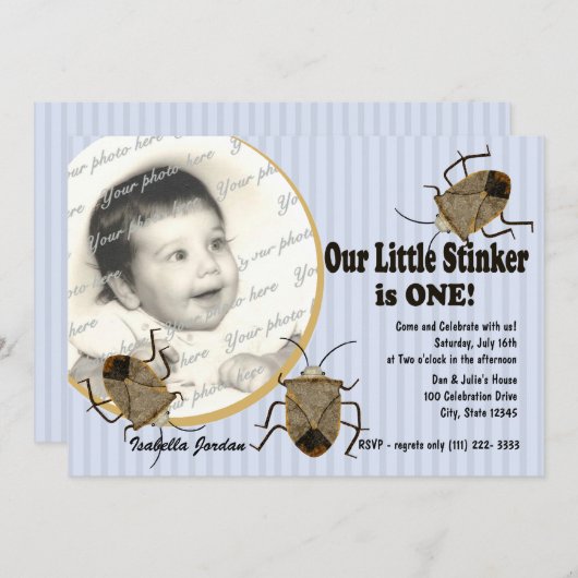 Invitation Lil Stinker 1er anniversaire (Devant / Derrière)