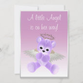 Invitation Lilac Angel Teddy Bear Baby shower (Devant)