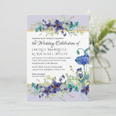 Invitation Lilac Aqua Blue Aquarelle Poppy Floral Mariage (Debout devant)