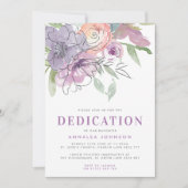 Invitation Lilac Aquarelle Fleurs Bébé Dédication (Devant)