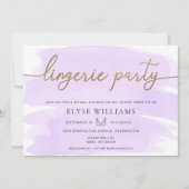 Invitation Lilac Aquarelle Or Lingerie Fête des mariées de fê (Devant)