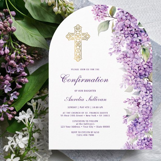 Invitation Lilac Arch Confirmation