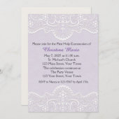Invitation Lilac avec dentelle, croix, religieuse (Devant / Derrière)
