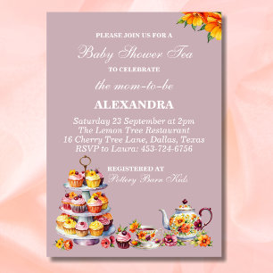 Invitation Lilac Baby shower de thé Whimsical Floral