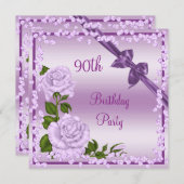 Invitation Lilac Blossom, Bows & Diamonds 90e anniversaire (Devant / Derrière)