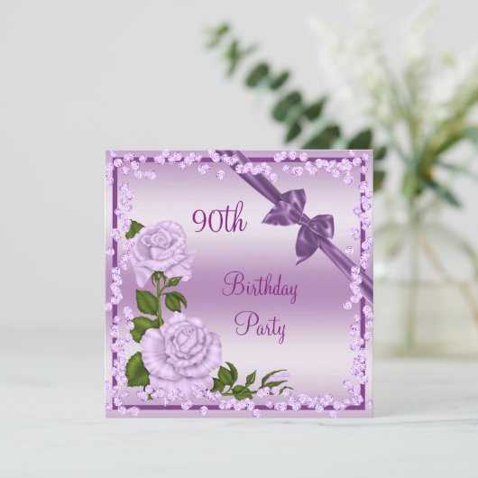 Invitation Lilac Blossom, Bows & Diamonds 90e anniversaire (Debout devant)