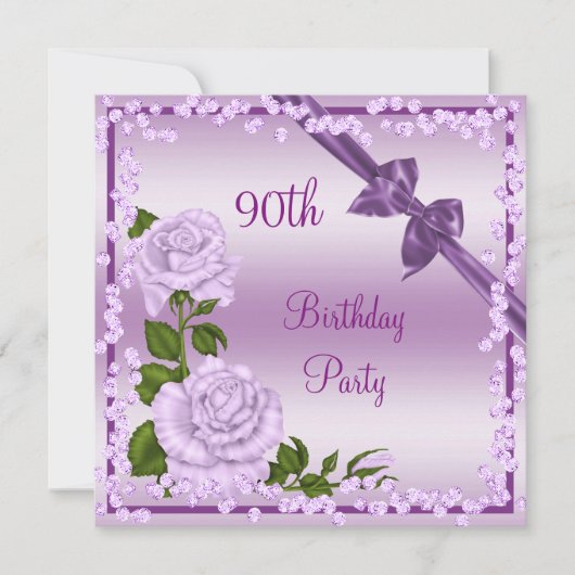 Invitation Lilac Blossom, Bows & Diamonds 90e anniversaire (Devant)