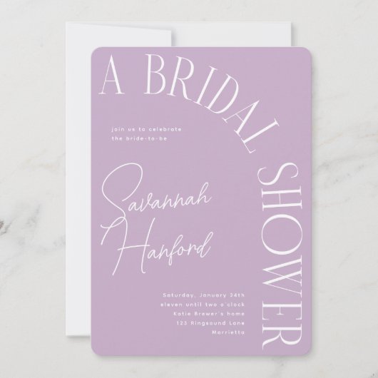 Invitation Lilac Boho Arche Texte Moderne Fête des mariées (Devant)