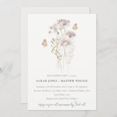 Invitation Lilac Boho Fleur sauvage Fern Fiançailles botaniqu (Devant / Derrière)