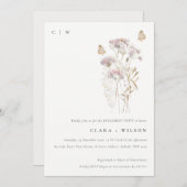 Invitation Lilac Boho Fleur sauvage Fern Foliage Fiançailles (Devant / Derrière)