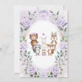 Invitation Lilac Bois Animaux Baby shower de germes floraux (Dos)