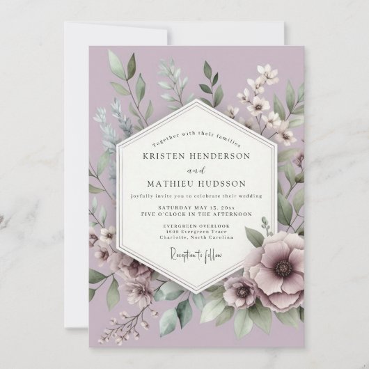 Invitation Lilac Botanical Meadow Wedding (Devant)