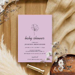 Invitation Lilac Botanique Simple Boho Baby Baptême