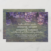 Invitation Lilac Branches en fleurs Mariage en bois rustique (Devant / Derrière)