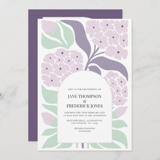 Invitation Lilac Breeze Floral Modern Spring Wedding (Devant / Derrière)
