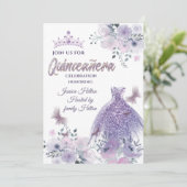 Invitation Lilac Butterfly jardin fleuri tiara Quinceañera (Debout devant)