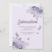 Invitation Lilac Butterfly jardin fleuri tiara Quinceañera (Dos)