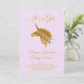 Invitation Lilac C'est une fille Unicorn Baby shower Invitati (Debout devant)
