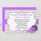 Invitation Lilac Chevron Gray and Purple (Devant / Derrière)