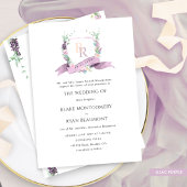 Invitation Lilac Chic Formel, Violet, Mariage Pastel Monogram