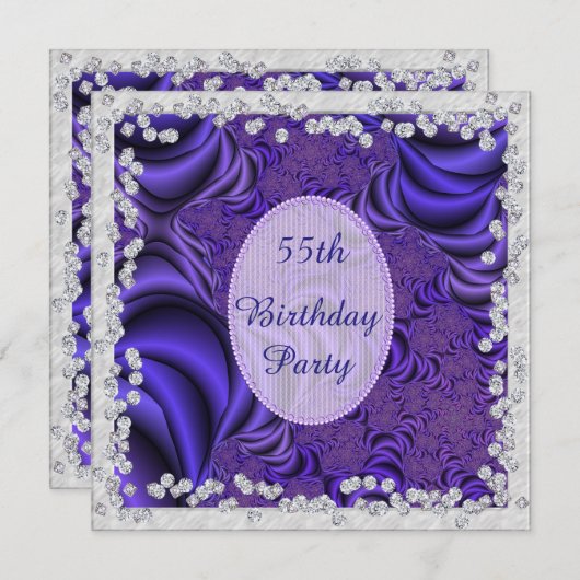 Invitation Lilac & Diamonds 55e anniversaire (Devant / Derrière)