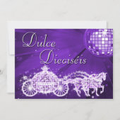 Invitation Lilac Disco Ball, Princess Coach & Horses Sweet 16 (Devant)