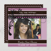 Invitation Lilac Dots & Swirls Senior Pictures Class of 2011 (Devant / Derrière)