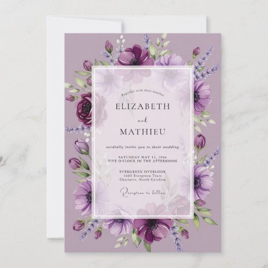 Invitation Lilac Enchanting Spring Wedding (Devant)