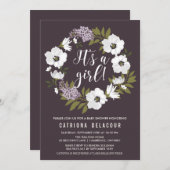 Invitation Lilac et la couronne d'anémone C'est un Baby showe (Devant / Derrière)