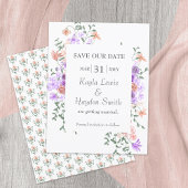 Invitation Lilac et Pêcher Roses mariage Enregistrer la date