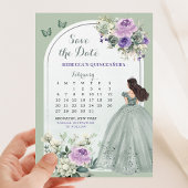 Invitation Lilac et Sage Green Quince Calendrier Enregistrer