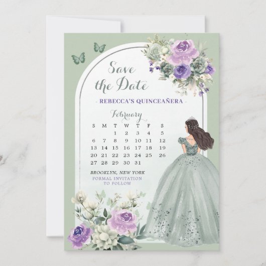Invitation Lilac et Sage Green Quince Calendrier Enregistrer  (Devant)