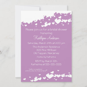 Invitation Lilac Field of Hearts Envoi d'une averse nuptiale
