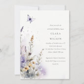 Invitation Lilac Fleur sauvage Papillon Jardin Couples Douche (Devant)