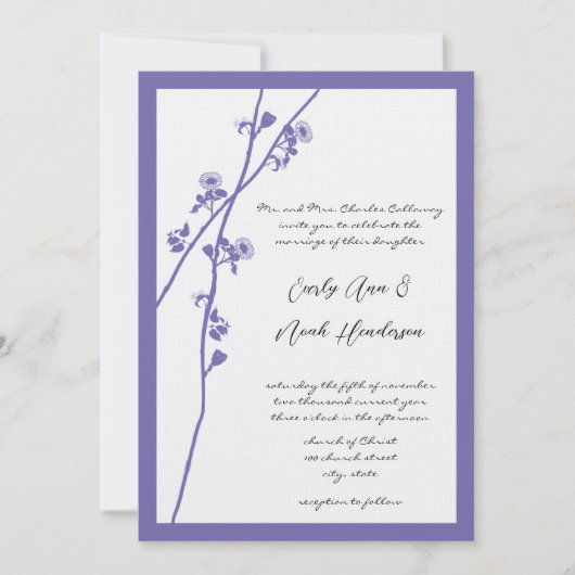 Invitation Lilac Fleur Wild Branche Mariage Invite (Devant)