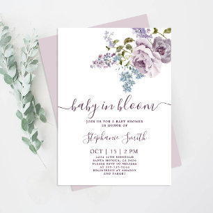 Invitation Lilac Floral Baby in Bloom Baby shower Girl