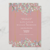 Invitation Lilac Floral Élégant Rose Dusty Tout en un Mariage (Devant / Derrière)