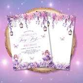 Invitation Lilac Floral Fairy Première fête d'anniversaire