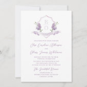 Invitation Lilac Floral Monogram Crest Mariage (Devant)