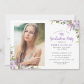 Invitation Lilac Floral Photo Graduation Party (Devant)