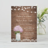 Invitation Lilac Floral Rustique Hydrangea Mason Jar Lace Lum (Debout devant)