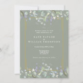Invitation Lilac Floral Sage Green All In One Mariage Détails (Devant)