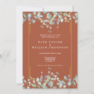 Invitation Lilac Floral Terracotta All In One Mariage Détails