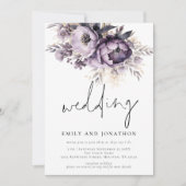 Invitation Lilac Flores violettes Mariage de script informel (Devant)