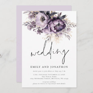Invitation Lilac Flores violettes Mariage de script informel